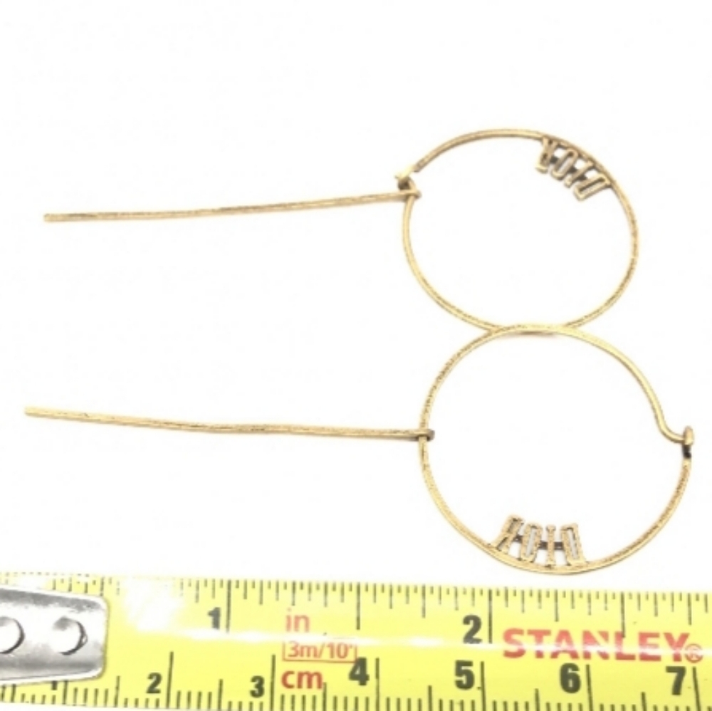 Dior Gold Tone Hoop Earrings with Slim Drop Bars - Picture 4 of 13